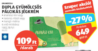 ALDI Grandessa Dupla gyümölcsös pálcikás jégkrém 6 x 60 ml ajánlat