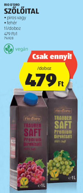 ALDI Rio d'Oro Szőlőital 1 l ajánlat