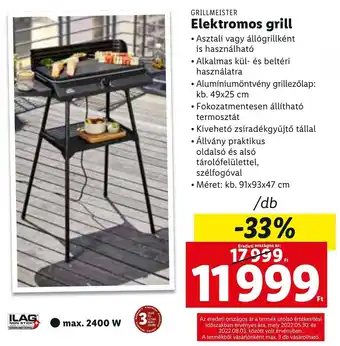 Grillmeister Elektromos grill 1 db