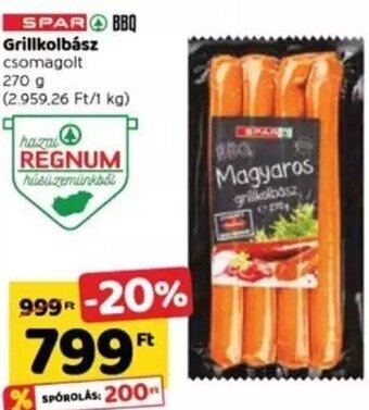 Spar Spar Grillkolbász 270 g ajánlat