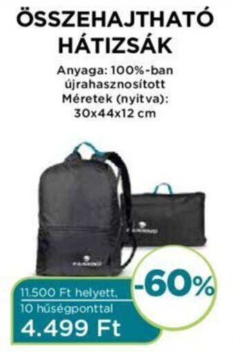 Összehajtható hátizsák 1 db