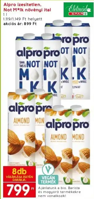 Spar Alpro ízesítetlen, Not M*Ik növényi ital 1 l ajánlat
