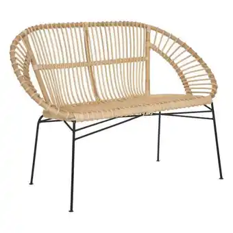 2 személyes rattan pad, fém lábakkal, tölgy színű - toile - butopêa