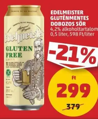 PENNY Edelmeister Gluténmentes dobozos sör 0,5 l ajánlat