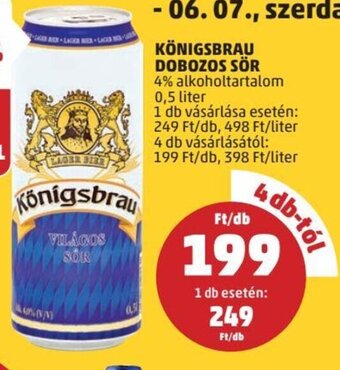 PENNY Königsbrau dobozos sör 0,5 l ajánlat