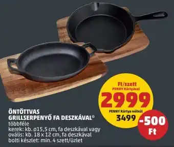PENNY Öntöttvas grillserpenyő fa deszkával 1 db ajánlat