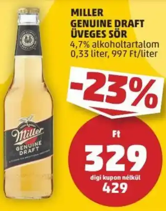 Miller Genuine draft üveges sör 0,33 l