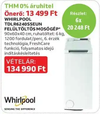 Auchan Whirlpool Felültöltös mosógép 1 db ajánlat