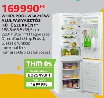 Auchan Whirlpool Alulfagyasztós hűtőszekrény 1 db ajánlat