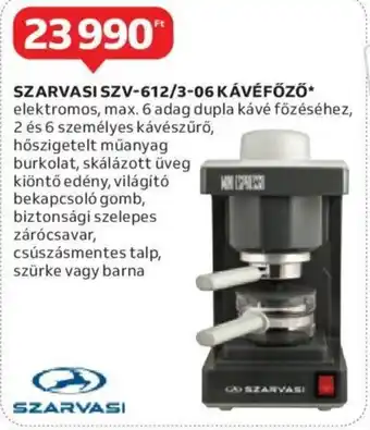 Auchan Szarvasi kávéfőző 1 db ajánlat