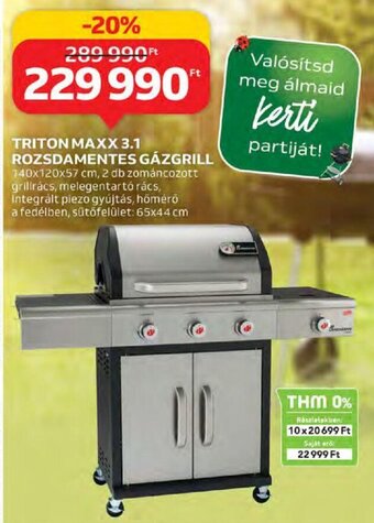 Auchan Triton Maxx 3.1 rozsdamentes gázgrill 1 db ajánlat