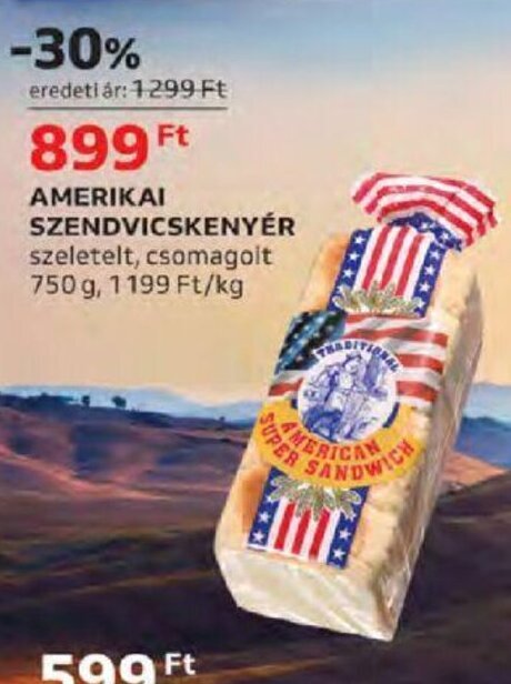 Auchan Amerikai Szendvicskenyér 750 g ajánlat