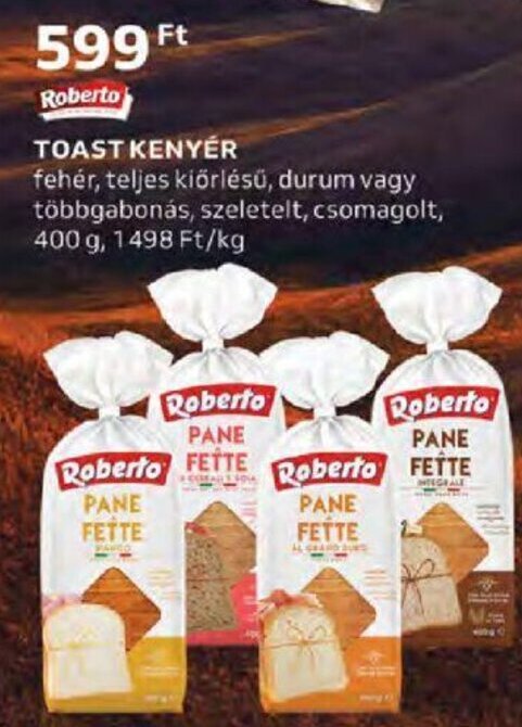 Auchan Roberto Toast kenyér 400 g ajánlat
