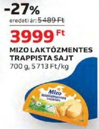 Mizo Laktózmentes trappista sajt 700 g