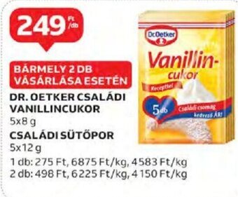 Auchan Dr.Oetker Családi vanillincukor 5 x 8 g / családi sütőpor 5 x 12 g ajánlat