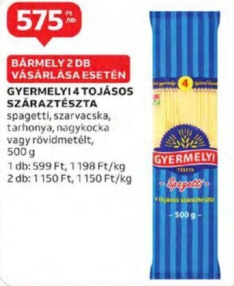 Auchan Gyermelyi 4 tojásos száraztészta 500 g ajánlat
