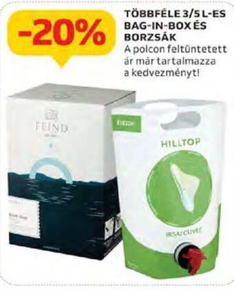Auchan Többféle 3/5 l-es Bag-in-box és borzsák ajánlat