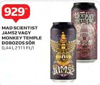 Auchan Mad Scientist jam52 vagy monkey temple dobozos sör 0,44 l ajánlat