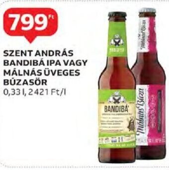 Auchan Szent andrás bandibá ipa vagy málnás üveges búzasör 0,33 l ajánlat