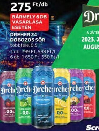 Auchan Dreher 24 dobozos sör 0,5 l ajánlat