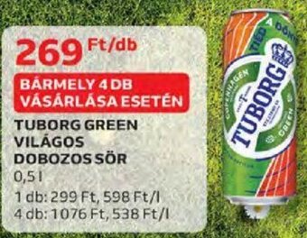 Auchan Tuborg Green világos dobozos sör 0,5 l ajánlat