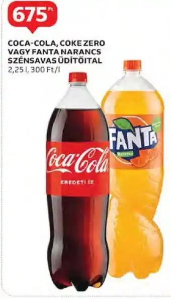 Auchan Coca-Cola, Coke zero vagy Fanta narancs szénsavas üdítőital 2,25 l ajánlat