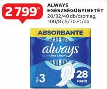 Auchan Always Egészségügyi betét 28 - 40 db ajánlat
