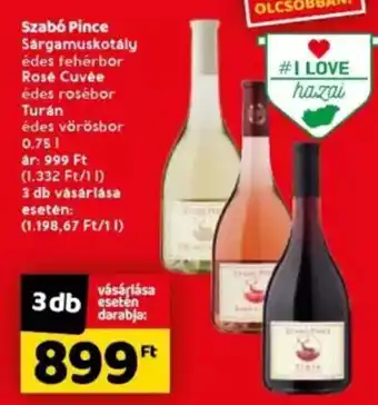 Spar Szabó Pince Sárgamuskotály, Rose Cuvée stb. 0,75 l ajánlat