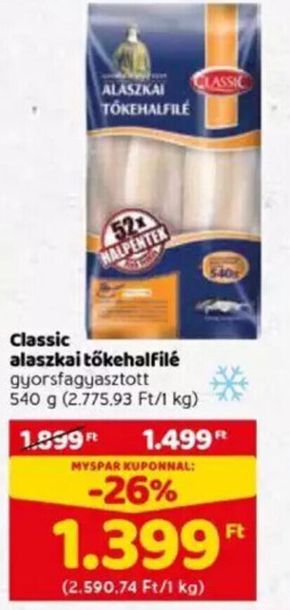 Spar Classic alaszkai tőkehalfilé 540 g ajánlat