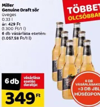 Spar Miller Genuine Draft sör 0,33 l ajánlat