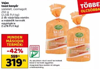 Spar Vajas toast kenyér 250 g ajánlat