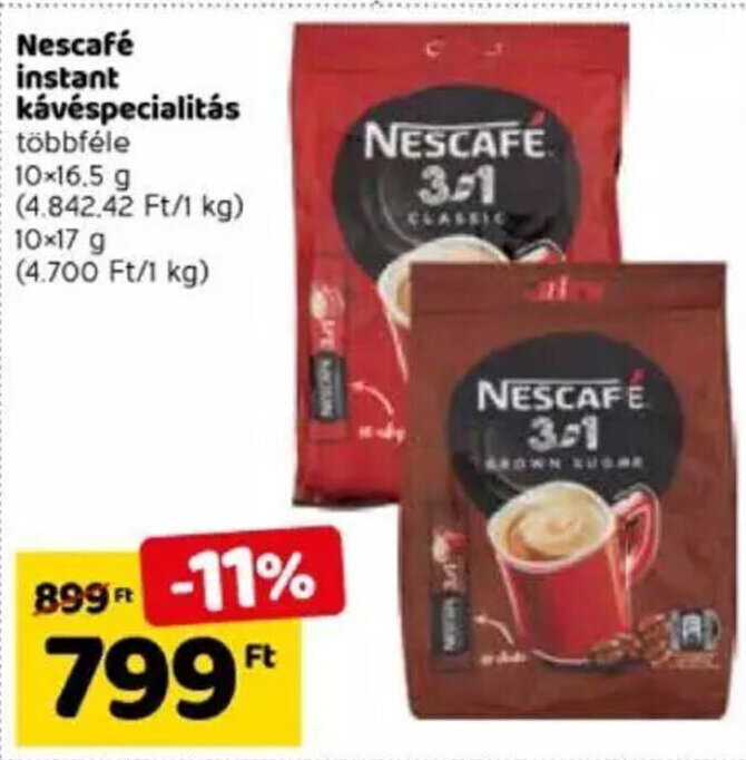 Spar Nescafé instant kávéspecialitás 10 x 16,5 / 10 x 17 g ajánlat