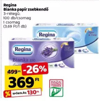 Spar Regina Bianka papír zsebkendő 100 db ajánlat