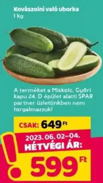 Spar Kovászolni való uborka 1 kg ajánlat