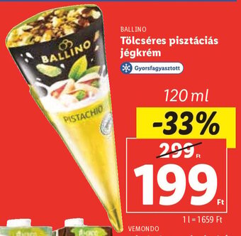 Lidl Ballino Tölcséres pisztáciás jégkrém 120 ml ajánlat