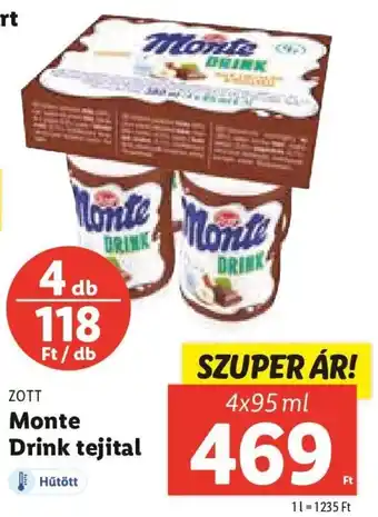 Zott Monte Drink tejital 4 x 95 ml