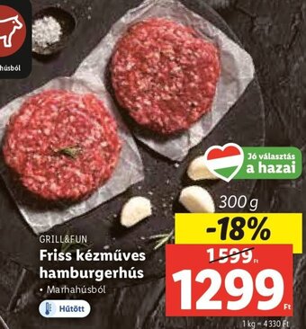 Lidl Grill&Fun Friss kézműves hamburgerhús 300 g ajánlat