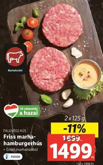 Lidl Faluvégi hús Friss marha- hamburgerhús 2 x 125 g ajánlat