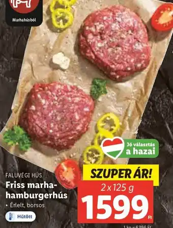 Lidl Faluvé Hús Friss marha- hamburgerhús 2 x 125 g ajánlat
