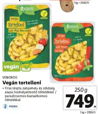 Lidl Vemondo Vegán tortelloni 250 g ajánlat
