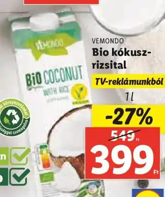 Lidl Vemondo Bio kókusz- rizsital 1 l ajánlat