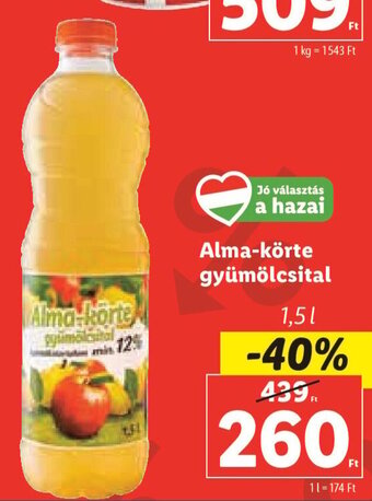 Lidl Alma-körte gyümölcsital 1,5 l ajánlat