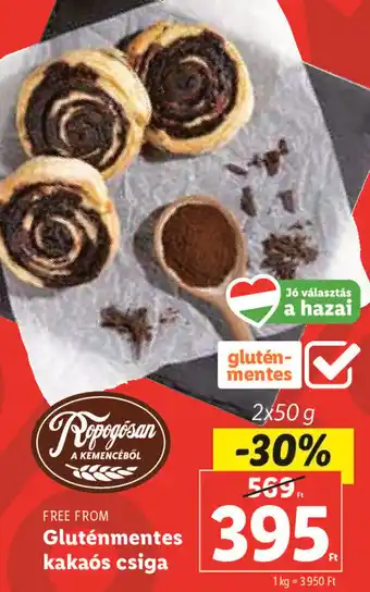 Lidl Free From Gluténmentes kakaós csiga 2 x 50 g ajánlat