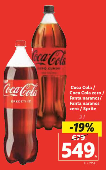 Lidl Coca Cola / Coca Cola zero / Fanta narancs stb. 2 l ajánlat