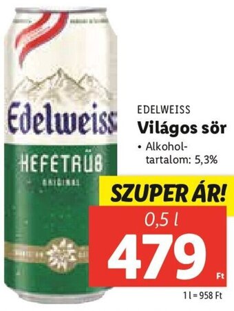 Lidl Edelweiss Világos sör 0,5 l ajánlat