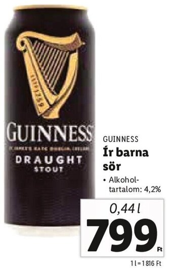 Lidl Guinness Ír barna sör 0,44 l ajánlat