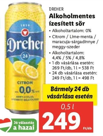 Lidl Dreher Alkoholmentes ízesített sör 0,5 l ajánlat