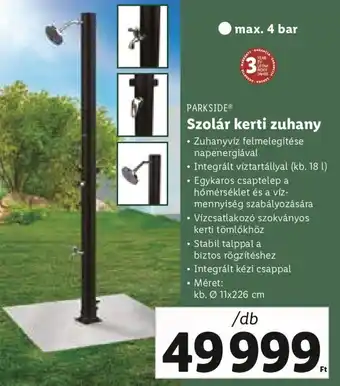 Lidl Parkside Szolár kerti zuhany 1 db ajánlat