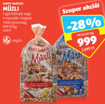 ALDI HAPPY HARVEST MÜZLI 1000 g ajánlat