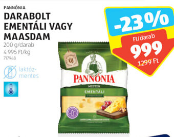 ALDI PANNÓNIA DARABOLT EMENTÁLI VAGY MAASDAM 200 g ajánlat